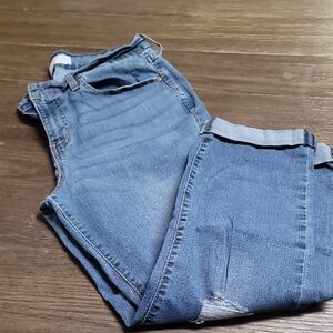 Women's Levi Crop Blue Jeans Boyfriend Fit